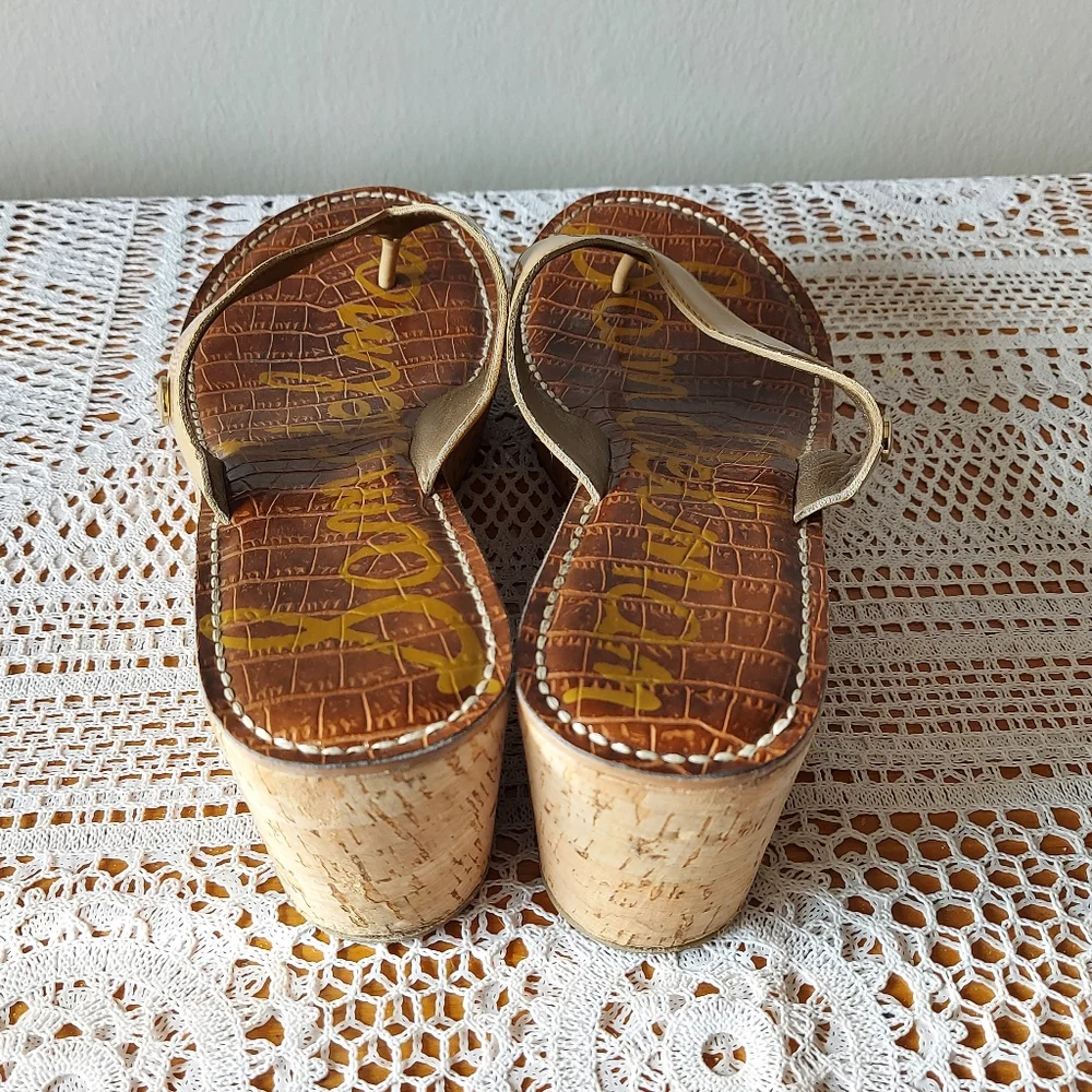 Sam Edelman Women Sandals Size 10 Romy Patent Leather Thong Comfort Wedge Heel - Picture 8 of 13